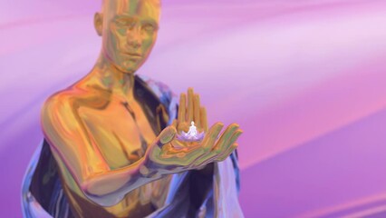 Wall Mural - looped 3d animation. prayer meditation in the astral space