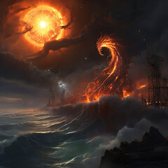 Wall Mural - Doomsday, the explosion of the sun and the destruction of the world. Generative Ai