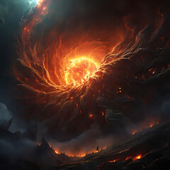 Wall Mural - Doomsday, the explosion of the sun and the destruction of the world. Generative Ai