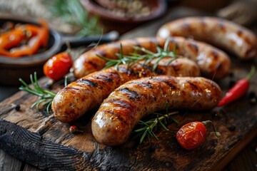 A Variety of Sausages on a Wooden Cutting Board