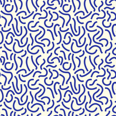 Poster - Blue curved lines isolated on white background. Bold Squiggles.