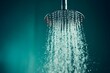 Refreshing scene, showerhead releases water with copy space for text