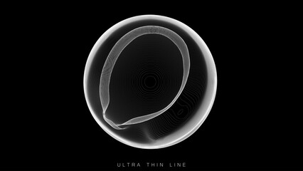 Aufkleber - Ultra thin line fluid geometry. Dynamic vector distorted spheres.