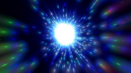 Poster - Beautiful abstract blue tunnel made of futuristic digital stripes and lines glowing with bright magic energy on a black space background. Abstract background
