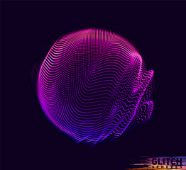 Poster - abstract vector colorful mesh on dark background. futuristic style card. corrupted point sphere