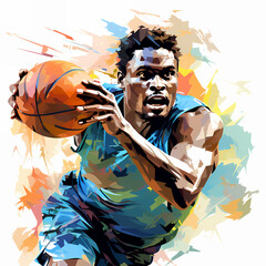 basketball player illustration, design man,pop art cartoon