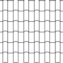 Roof Seamless Pattern. Repeating Rectangles Surface. Tiling Repeat Geometric Grid. Repeated Roofing Design For Prints. Black Rooftop Rectangular Plank Isolated On White Background. Vector Illustration