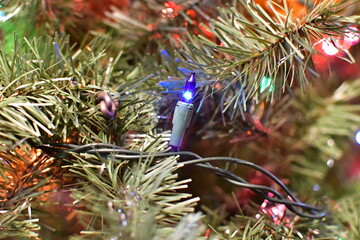 Sticker - Blue Light on a Christmas Tree