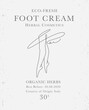 Customizable label of Foot Cream, Eco-fresh herbal woman cosmetics with feet line art. Modern packaging design collection for Pharmacy, healthy care