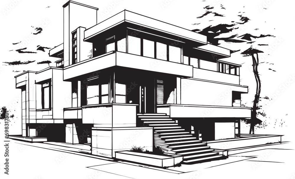 Vertical Habitat Vision Multi Floor House Design Vector Icon Towering ...