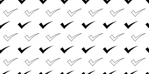 Wall Mural - outline silhouette checkmark seamless pattern