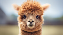 A Portrait Of A Brown Alpaca With A Fluffy Head And Gentle Eyes.