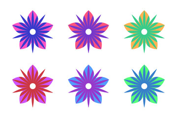 Wall Mural - decorative floral ornaments – set of colorful little flowers isolated on transparent background