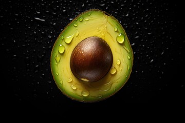 Wall Mural - Portrait avocado with water drop and light exposure AI Generative