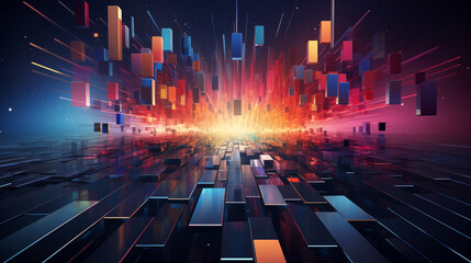 Poster - Abstract digital or virtual reality space for backgrounds websites graphics tech-themed. illustration.
