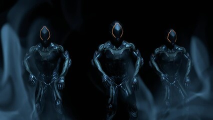 alien soldiers, cyborgs, dancing, fantasy, background for music, 3d rendering
