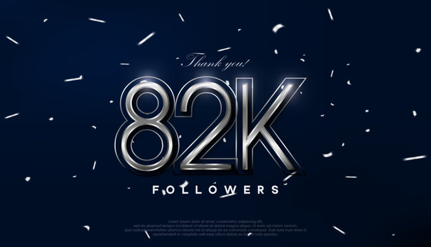 Blue silver design for greeting to 82k followers celebration.