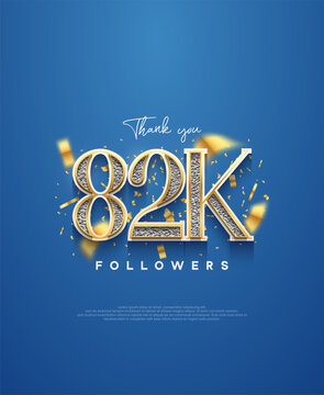 82k thank you followers, elegant design for social media post banner poster.