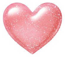 3D Illustration Of Pink Glitter Heart Isolated.