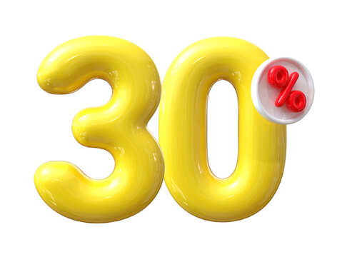 30 percent Yellow balloon offer in 3d