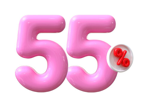 55 percent Pink balloon offer in 3d
