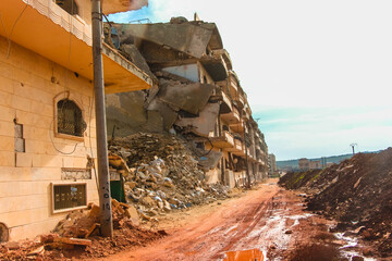 The aftermath of the war in Aleppo Syria. The Syrian Civil War is an ongoing multi-sided armed conflict