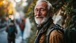 © sirisakboakaew - Smiling elderly man with backpack traveling and discovering new places and cultures. Happy retirement, travel, rest, travel, good health.