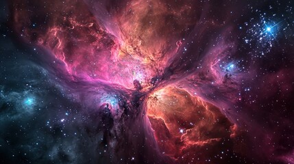 Wall Mural - Colorful space galaxy nebula, starry night cosmos, astronomy concept