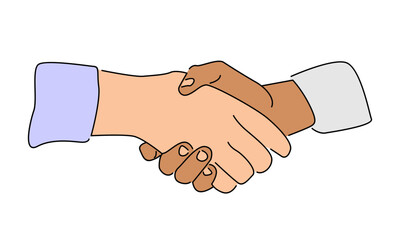 Wall Mural - line art color illustration of two businessmen shaking hands