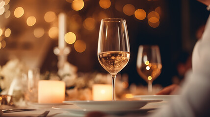 Wall Mural - table setting with glasses on a festive evening, restaurant, christmas luxury table