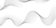 Abstract Grey, White Smooth Element Swoosh Speed Wave Modern Stream Background. Wave With Lines Created Using Blend Tool. Abstract Frequency Sound Wave Lines And Twisted Curve Lines Background.