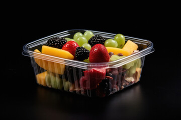 Wall Mural - Mixed fresh fruits slices in plastic box