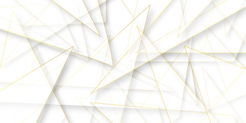 Aufkleber - Abstract background with modern geometric triangle golden line with shadows.Abstract Minimal Geometric background with triangular shapes layered bright light geometric banner design.