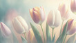 Piękne wiosenne kwiaty, tulipany, w pastelowych kolorach, doskonała dekoracja ścienna, tapeta, generative ai