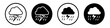 Thunderstorm icon set. Storm weather cloud lightning vector symbol. rain thunder sign in filled and outlined style.