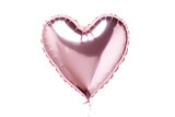 Pink shiny heart shaped metallic foil balloon isolated on white or transparent background