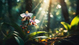 Fototapeta Storczyk - Storczyk, orchidea, piękny egzotyczny kwiat, tło, dekoracja ścienna, generative ai