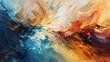 © Zachary - Fluid and flowing strokes of warm to cold color temperature paint, abstract texture, soothing colors and contrast, multicolor sensory