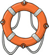 red lifebuoy with a rope, marine lifebuoy