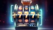 Slot machine wins the jackpot. 777 Big win concept.