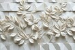 Mesmerizing 3D floral leaf patterns on a white geometry generative ai