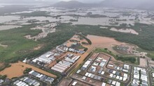Extreme flooding over Trinity Park in Cairns after Cyclone Jasper caused flooding to the Barron River, Cairns.