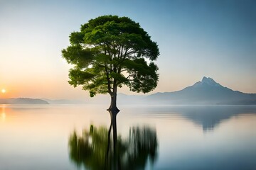 Poster - tree on the lake