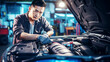自動車整備士の働く男性 Car repair engineer  