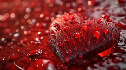 Wall Mural -  a close up of a red umbrella with drops of water on the top of the umbrella and on the bottom of the umbrella.