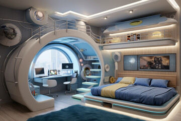 High-tech style interior of children room