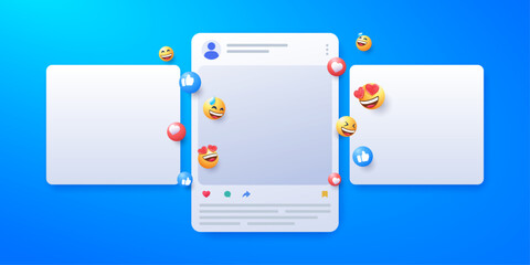 social media app interface post and emoji reaction