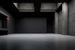 empty abstract industrial concrete interior concrete floor dark room 3d illustration