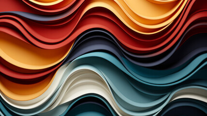 Wall Mural - curved multicolored lines background, texture volume abstraction in full screen