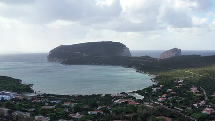 Wall Mural - survol de capo caccia au nord de la Sardaigne en Italie vers Alghero